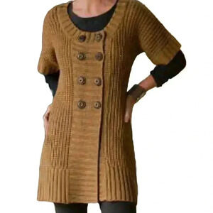 Soft Surroundings Size S Wool Blend City Tunic Sweater Brown Short Sleeve